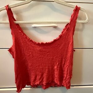 Red Sleeveless Ribbed Crop Top